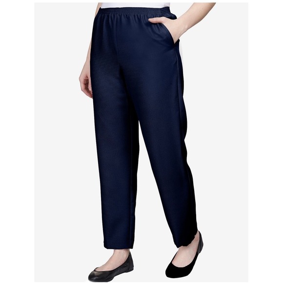 Alfred Dunner Classics Womens Petite Casual Navy Blue Elastic Waist Pants 16P - Picture 3 of 8